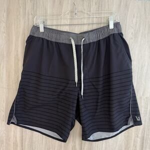 Vuori Trail Shorts Men M Black Stripe 7" Lined Performance Stretch Run Gym READ!